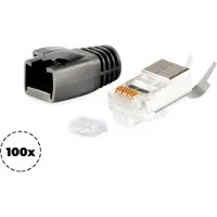 S-Conn RJ45 krimp connectoren | 3-delig | STP | CAT6/6a/7 | vaste/flexibele aders | 100 stuks | zwart