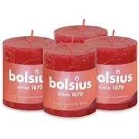 Bolsius 4 stuks Bolsius rood rustiek stompkaarsen 80/68 (35 uur) Eco Shine Delicate Red