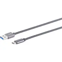 S-Impuls USB-C - USB-A kabel | USB3.1 10 Gbps | QC 18W | aluminium/nylon | 1 meter