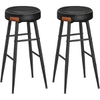 Mazazu - Barkrukken - Keukenstoel - PU met stiksels - Set van 2 - Zwart - 51,6x51,6x76,2