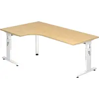 Hjh OFFICE PRO MEGA 82 W - Hout C Voet zilver 200 x 120 Tafelhoogte I In hoogte verstelbaar Esdoorn/Wit