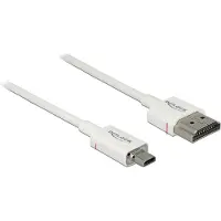 DeLOCK Dunne Premium Micro HDMI - HDMI kabel - versie 2.0 (4K 60Hz) / wit - 2 meter