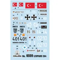 Italeri Leopard 2A4 SUPERBE FEUILLE DE DCALQUES POUR 5 VERSIONS - FEUILLE D'INSTRUCTIONS POUR LA COULEUR - NOUVEAU CHENILLE DE CAOUTCHO