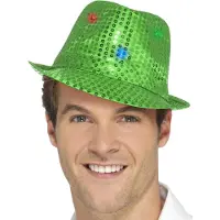 Smiffys Tribly hoed groen paillet | LED verlichting | Light up (groen paillet)