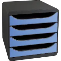 Exacompta Ladebox Big Box Iderama ijsblauw, 4 open laden, A4/A4+/24x32 cm, geruisloos, veiligheidsstop