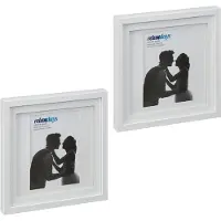Relaxdays fotolijst set van 2 - 25x25 cm - vierkant - passe-partout - wissellijst - wit