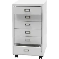 MCW Verrijdbare ladekast -L49, stalen ladekast archiefkast, metaal 75x40x41cm 6 laden ~ wit