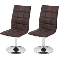 Mendler Set van 2 eetkamerstoelen -C41, keukenstoel, in hoogte verstelbaar en draaibaar, stof/textiel MVG ~ vintage donkerbruin