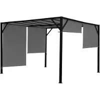 Mendler Pergola Baia, tuinpaviljoen terrasoverkapping, stevig 6cm stalen frame + schuifdak grijs ~ 3x3m