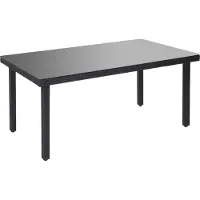 Mendler Poly-rattan tuintafel Cava, eettafel met glazen blad, 160x90x74cm ~ antraciet