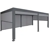 Mendler Aluminium pergola -L41 met 6x zijwand, lamellenpaviljoen, stevig 8cm metalen frame 3x6m ~ antraciet