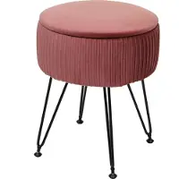 MCW Kruk -K47, kruk met opbergvak, Ø 33cm, fluweellook ~ roze, zwart frame
