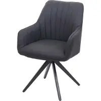 Mendler Eetkamerstoel -H73, keukenstoel fauteuil, retro staal stof/textiel ~ donkergrijs