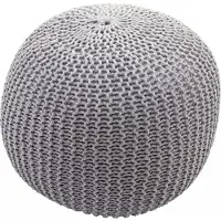 MCW Poef -E16, Gebreide poef Gebreide poef, gebreide look 40x50cm ~ grijs