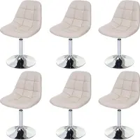 Mendler Set van 6 eetkamerstoelen -A60, draaistoel, chroom ~ kunstleer crème