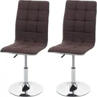 MCW Set van 2 eetkamerstoelen -C41, keukenstoel, in hoogte verstelbaar en draaibaar, stof/textiel MVG ~ bruin