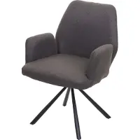 MCW Eetkamerstoel -H71, keukenstoel fauteuil stoel, stof/textiel staal ~ grijs-bruin