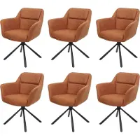 MCW Set van 6 eetkamerstoelen -K33, keukenstoel Stoel, draaibare autostand, stof MVG ~ suède look bruin