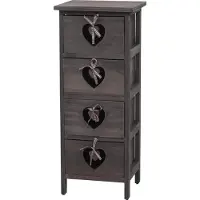 MCW Commode Forli, ladekast, 4 lades met hartjes 70x29x25cm, shabby look, vintage ~ grijsbruin