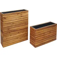 MCW Set van 2 plantenbakken -L21, plantenbak bloempot verhoogd bed, hoekig outdoor acaciahout MVG-gecertificeerd, bruin