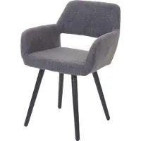 MCW Eetkamerstoel -A50 II, keukenstoel, retro jaren 50 design ~ textiel, grijs, donkere poten