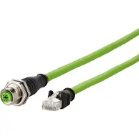 Metz 142M4D25050 M12 Netwerkkabel, patchkabel CAT 5e S/UTP 5.00 m Groen PUR-mantel, Zuurbestendig, Ozonbestendig, UV-bestendig, Geschikt voor