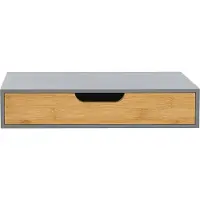En.casa Wandplank met lade Bokn bamboe 40x24x8 cm grijs []