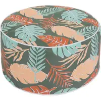 MCW Kruk -G31, zitkussen poef zitzak tuinkruk, opblaasbaar binnen/buiten gesponnen poly 29x55cm ~ blad ontwerp