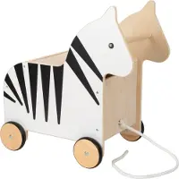 Small Foot Design - houten speelgoedbox en trekfiguur zebra wildlife
