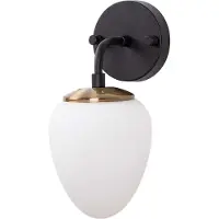 Opviq Fulgor wandlamp | metalen frame, glazen kap | 12x16 cm | zwart antiek crème