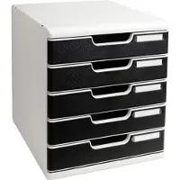 Exacompta Modulo Ladekastje PS (Polystyreen) Lichtgrijs, zwart 5 Lades 28,8 x 35 x 32 cm