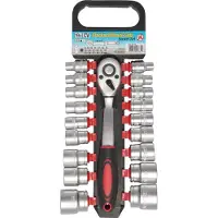 Kraftmann Dopsleutel + dopmoer, Dopsleutelset Aandrijving 12,5 mm (1/2") SW 8 - 32 mm 19 stuks. (12,5 mm)