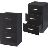 En.casa Nachtkastje Aurdal set van 2 met 3 lades 66x37x34,5 cm zwart hoogglans