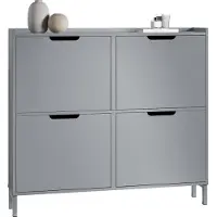 SoBuy Schoenenopbergkast Schoenenkast Schoenenkast 4 kleppen Halkast Schoenenopbergkast – Grijs, 100x19x90cm, FSR100-HG