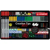Stabilo Creative Tips - CLASSIC - Pennenset met diverse puntdiktes – ARTY – Etui met 30 stuks – Met 6 Verschillende Kleuren