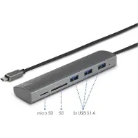 Renkforce 3 poorten USB-hub Met ingebouwde SD-kaartlezer, Met aluminium behuizing Zilver