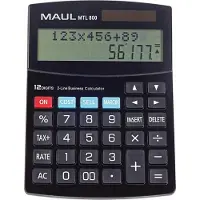 MAUL Bureaurekenmachine MTL800, 12 cijfers, 2 regels, zakelijke functies, werkt op zonne-energie en batterijen, B 140 x D 190 x H 30 mm, zwart