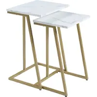 En.casa Salontafelset 'Salem', 2 stuks, goud/marmerlook, wit