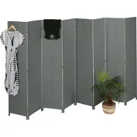 Relaxdays kamerscherm grijs - 8-delig - room divider - paravent - scheidingswand binnen
