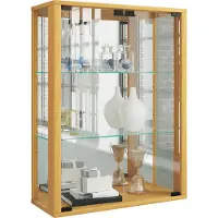 VCM Udina vitrinekast wandmontage met spiegel 2 glazen deuren beuken decor.
