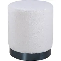 Venture Home Benji poef, hocker Ø35cm teddystof zwart, wit.