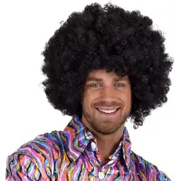 Witbaard Super Afro Pruik Zwart