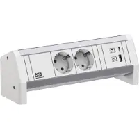 Bachmann DESK2 ALU WIT 2xCEE7/3 1xUSB A/C 22W 0,2m GST18