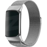 Bandz Milanese loop band geschikt voor Fitbit Charge 5 - Hoogwaardig gevlochten stalen materiaal - Milanees bandje met magneetsluiting - zilver