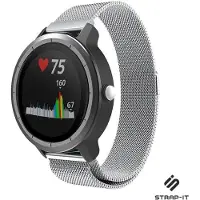 Strap-it Luxe Milanese bandje - geschikt voor Garmin Vivoactive 3 / Vivoactive 5 / Venu / Venu SQ / Vivomove HR / Forerunner 245 / 570 - 42mm / 645 - zilver