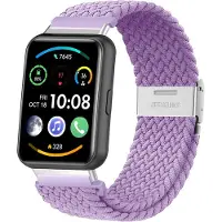 Strap-it Nylon Smartwatch bandje - Geschikt voor Huawei Watch Fit 2 gevlochten bandje - lila - Horlogeband / Polsband / Armband