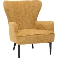 MCW Loungestoel -K37, cocktail-/oorstoel, gestoffeerde stoel, retro-vintage, chenille (500 g/m²) ~ geel