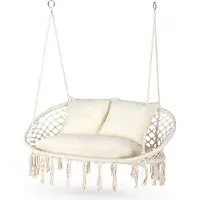 Outtec Hangstoel XXL met 3 Kussens - tot 200kg - voor 2 Personen - Hangmand, Schommel voor Tuin, Terras, Balkon, Veranda - Boho Stijl