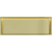 Guido Gusto Mat goud RVS Inbouwnis 30x90x7cm met tegelflens en LED verlichting