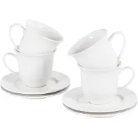 Beliani ELDERBERRY - Kop en schotel set van 4 - Wit - Porselein